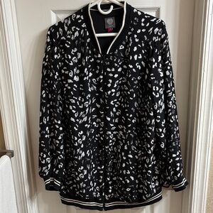 Vince Camuto Black and White Patterned Bomber Jacket